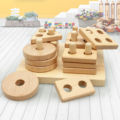 Juego de Bloques de Construcción con Formas Geométricas de Cuatro Postes - Image 3