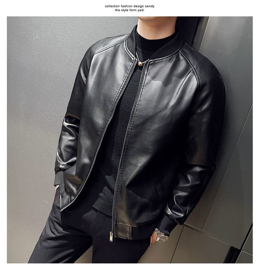 Chaqueta de Cuero Lavado Slim Fit para Hombre - Estilo Moderno - Image 9