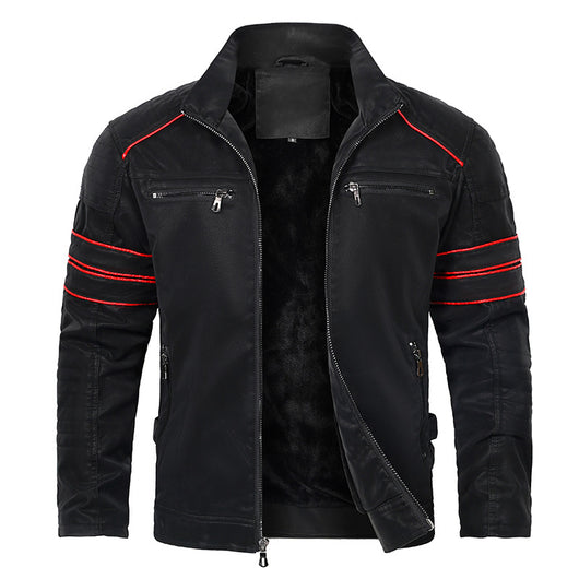 Chaqueta de Cuero PU con Cuello Mao para Hombre - Image 23