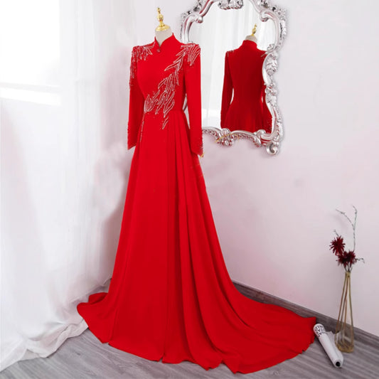 Vestido Largo de Manga Larga para Eventos Formales y Cenas de Gala - Image 2