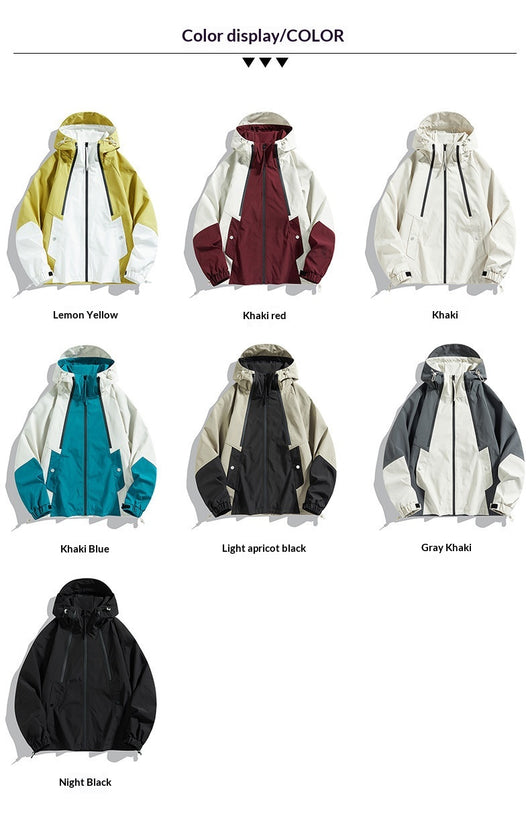 Chaqueta Bomber Impermeable y Cortavientos para Parejas - Diseño Color Block Casual - Image 15