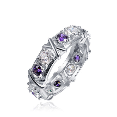 Anillo de Circonita Bicolor con Diseño Cruzado - Joya de Compromiso Premium - Image 5
