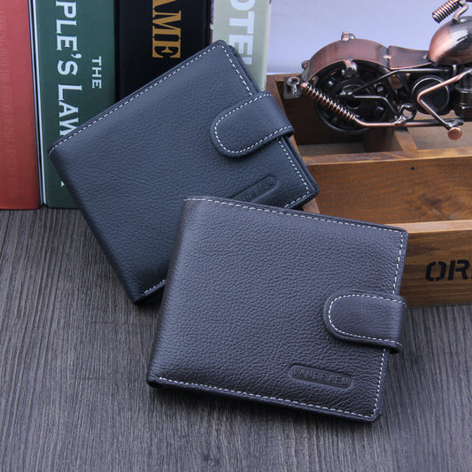 Billetera Corta de Cuero Genuino para Hombre con Cierre de Hebilla - Image 2