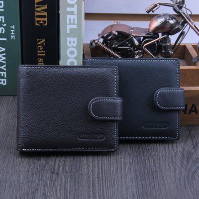 Billetera Corta de Cuero Genuino para Hombre con Cierre de Hebilla - Image 3