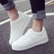 Zapatillas Blancas Plataforma Gruesa Estilo Coreano Mujer - Cuero Casual