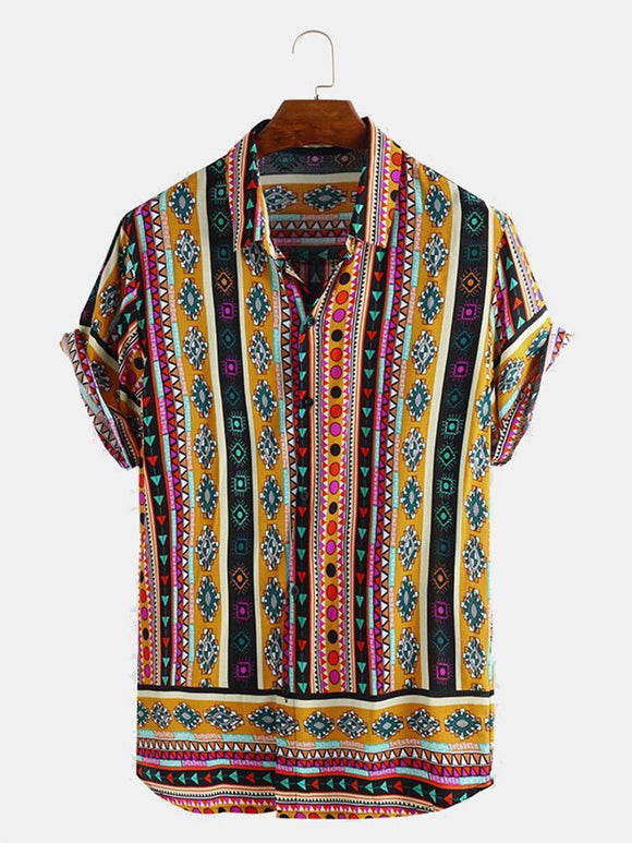 Camisa de Rayas para Hombre de Manga Corta