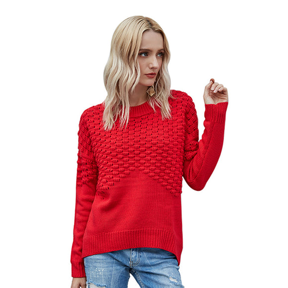 Suéter Hueco Cuello Redondo Manga Larga para Mujer