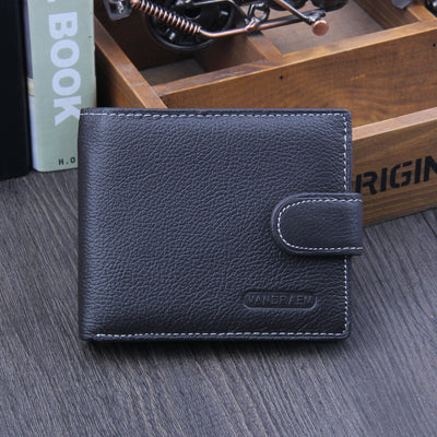Billetera Corta de Cuero Genuino para Hombre con Cierre de Hebilla - Image 7