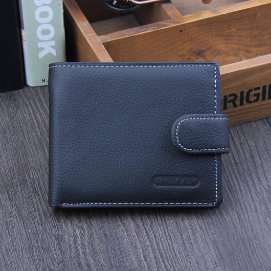 Billetera Corta de Cuero Genuino para Hombre con Cierre de Hebilla - Image 6