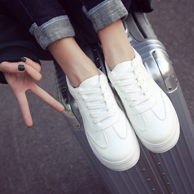 Zapatillas Blancas Plataforma Gruesa Estilo Coreano Mujer - Cuero Casual - Image 4