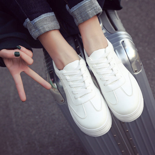 Zapatillas Blancas Plataforma Gruesa Estilo Coreano Mujer - Cuero Casual - Image 4
