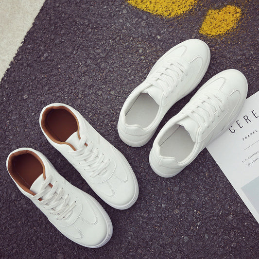 Zapatillas Blancas Plataforma Gruesa Estilo Coreano Mujer - Cuero Casual - Image 2
