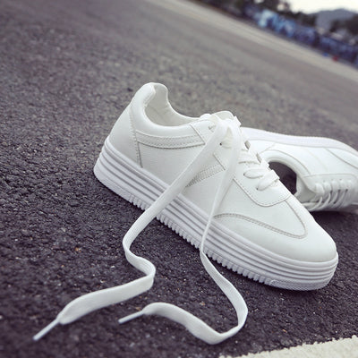 Zapatillas Blancas Plataforma Gruesa Estilo Coreano Mujer - Cuero Casual - Image 6