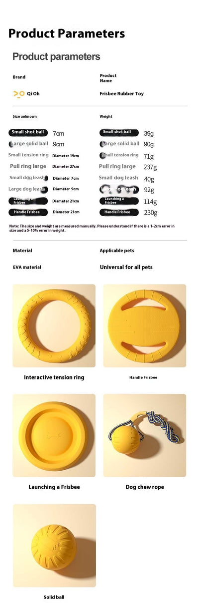 Yellow 7cm solid EVA dog toy ball with textured surface and dog silhouette graphic. - Image 13