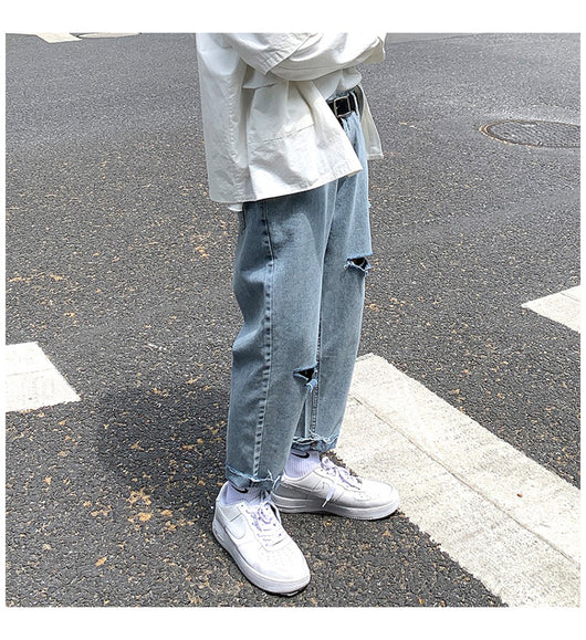 Jeans Rectos Holgados con Rotos para Hombre - Image 7