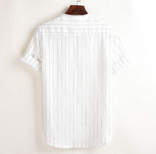 Camisa Polo Manga Corta a Rayas con Cuello Alto - Image 2