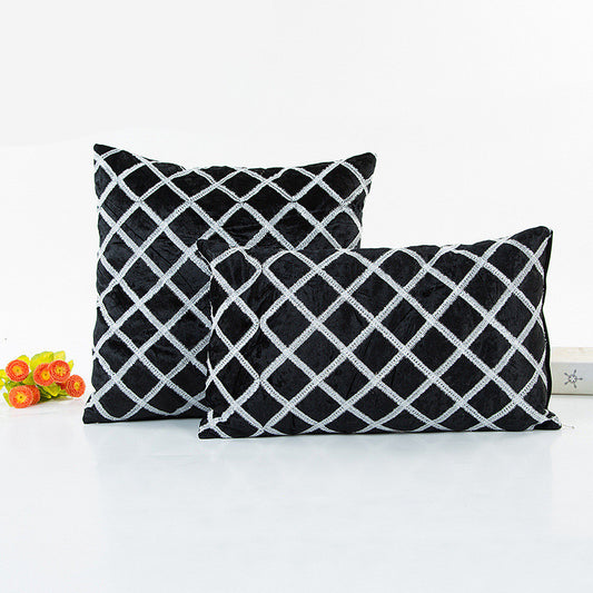 Funda de Almohada Rayas Bordadas con Cinta Decorativa - Estilo Pastoral Trendy