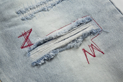 Jeans Holgados Retro con Rotos y Parches para Hombre - Image 11