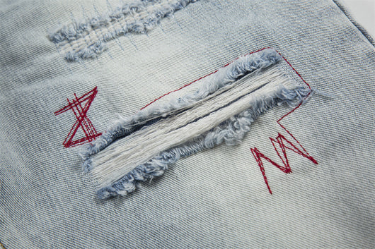 Jeans Holgados Retro con Rotos y Parches para Hombre - Image 11