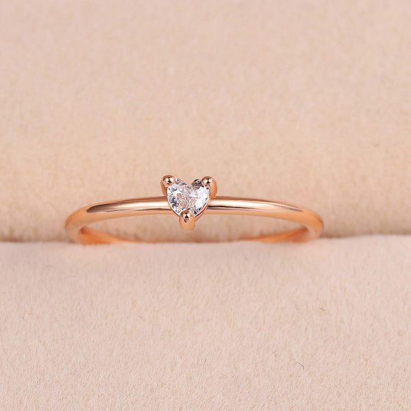 Anillo de Corazón Elegante para Mujer con Circonia y Baño de Oro Real