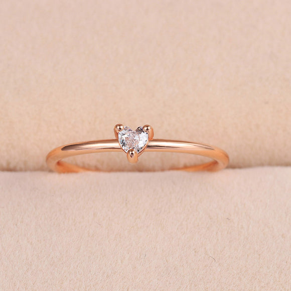 Anillo de Corazón Elegante para Mujer con Circonia y Baño de Oro Real
