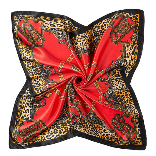 Pañuelo Cuadrado Grande Estampado Leopardo y Cadena - Imitación Seda Malasia - Image 11