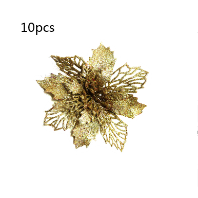 Flores Navideñas Artificiales con Brillo - Adornos para Árbol de Navidad y Decoración del Hogar - Image 36