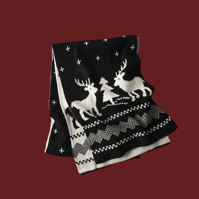 Bufanda Tejida Roja con Estampado de Reno y Copos de Nieve - Image 17