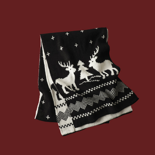 Bufanda Tejida Roja con Estampado de Reno y Copos de Nieve - Image 17
