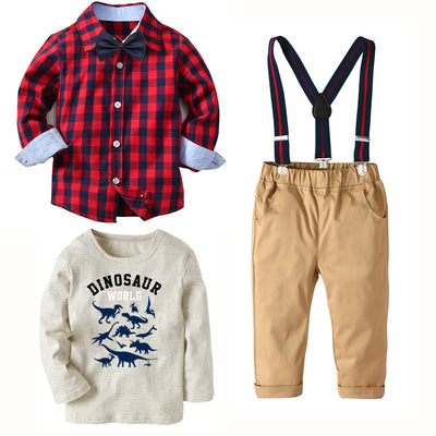 Conjunto de 5 Piezas: Camisa a Cuadros y Pantalón para Niño