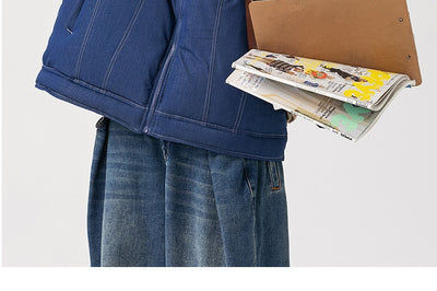 Abrigo Denim Acolchado Retro Americano para Hombre - Image 28