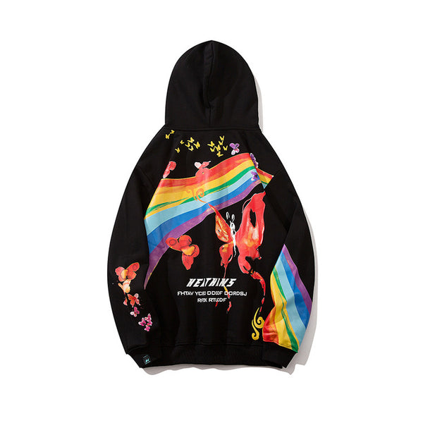 Sudadera Hip Hop Rainbow con Estampado Mariposa - Hoodie Streetwear Casual Unisex - Image 21