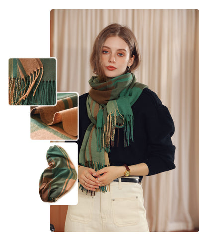 Bufanda de Cashmere Artificial Gruesa y Cálida con Flecos - Image 15