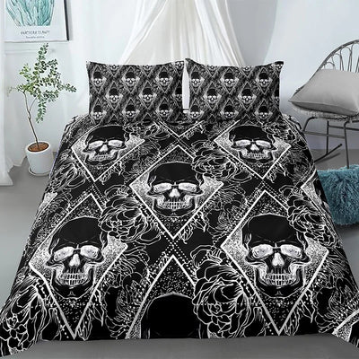 Juego de Edredón Gótico con Estampado de Calaveras - Image 10