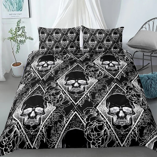 Juego de Edredón Gótico con Estampado de Calaveras - Image 10
