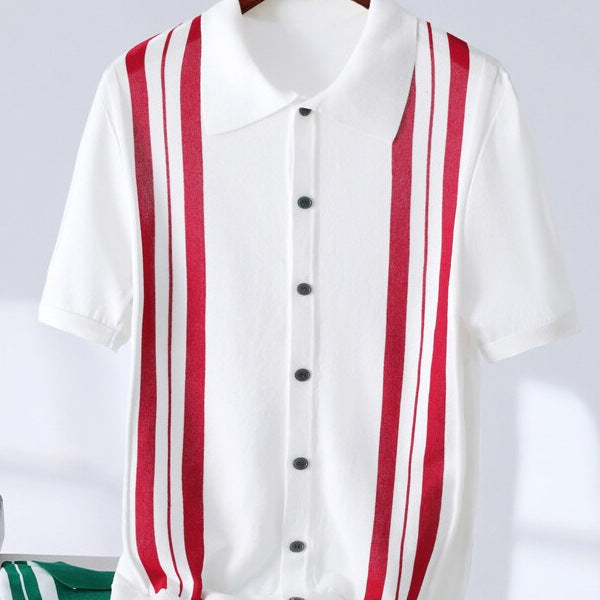 Polo Casual de Rayas Transpirable para Hombre