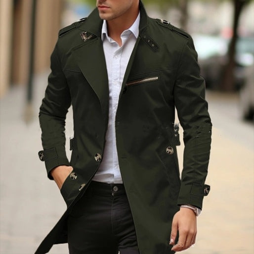 Chaqueta Casual Tipo Solapa para Hombre Talla Grande - Corte Medio Otoño