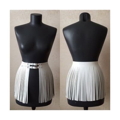 Falda Corta de Cintura Doble con Detalles en Cuero - Image 11