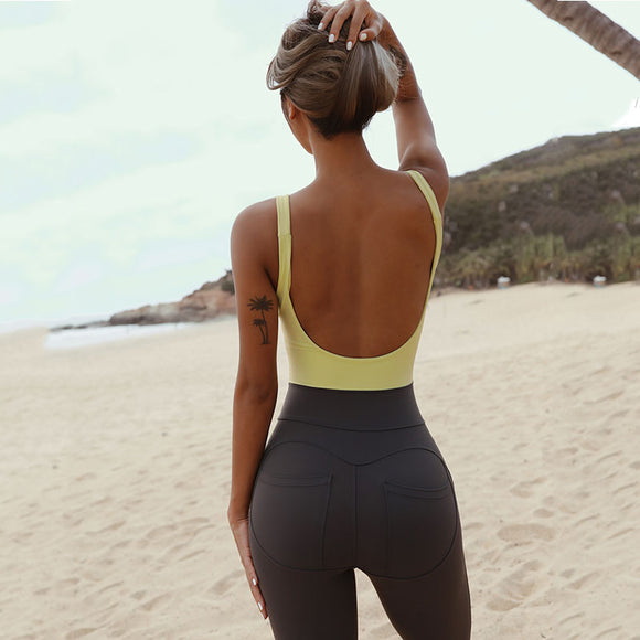 Enterizo de Yoga para Mujer con Espalda Descubierta