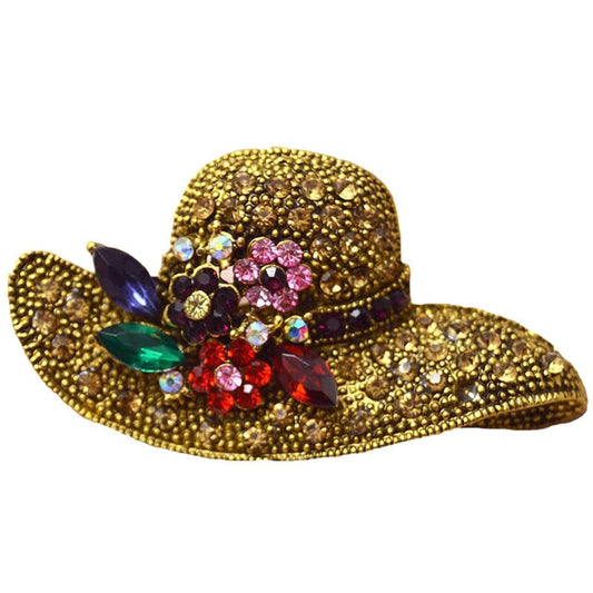 Broche Vintage Oro Antiguo con Diamante Diseño Sol