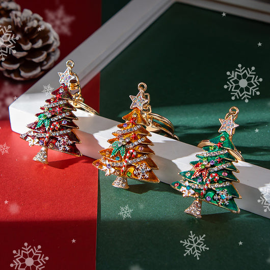 Llavero Navideño Árbol de Navidad con Gotas de Diamante Europeo y Americano - Image 5