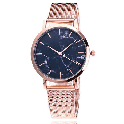 Reloj de Moda para Mujer con Malla Plateada y Dorada, Diseño Mármol Creativo - Image 8