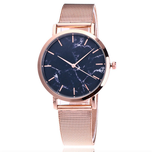 Reloj de Moda para Mujer con Malla Plateada y Dorada, Diseño Mármol Creativo - Image 8