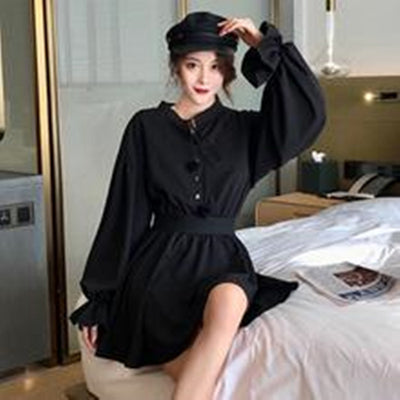 Vestido Negro Elegante con Mangas Abullonadas - Diseño Fairy Adelgazante - Image 4