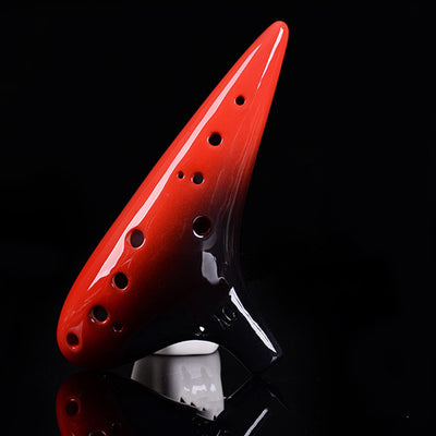 Flauta Dulce Soprano de Cerámica Roja - 12 Orificios