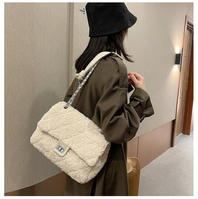 Bolso Mensajero Mujer Lana de Cordero Gran Capacidad - Image 2