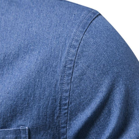 Camisa Denim Casual para Hombre sin Planchado - Image 8