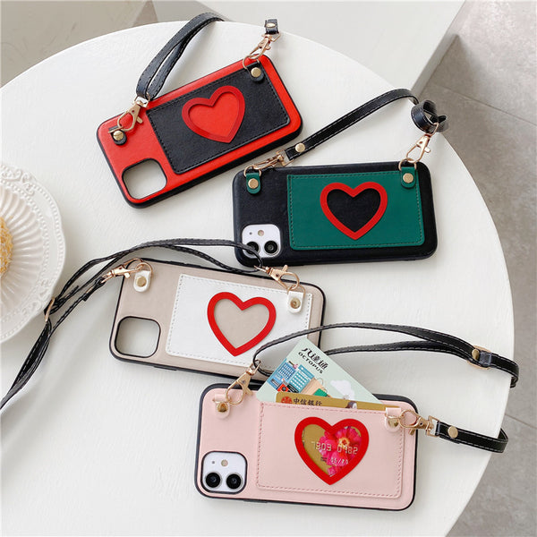 Funda de Cuero para Celular con Monedero y Correa Diagonal