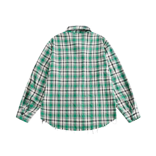 Camisa Cuadriculada Japonesa con Costuras Combinadas - Image 3