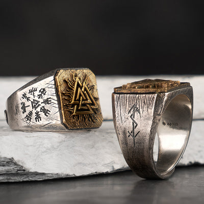 Anillo Viking Nórdico de Plata con Incrustación de Cobre - Image 3